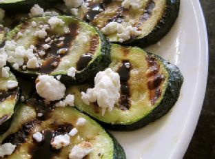 Grilled Zucchini with Goat Cheese and Balsamic-Honey Syrup