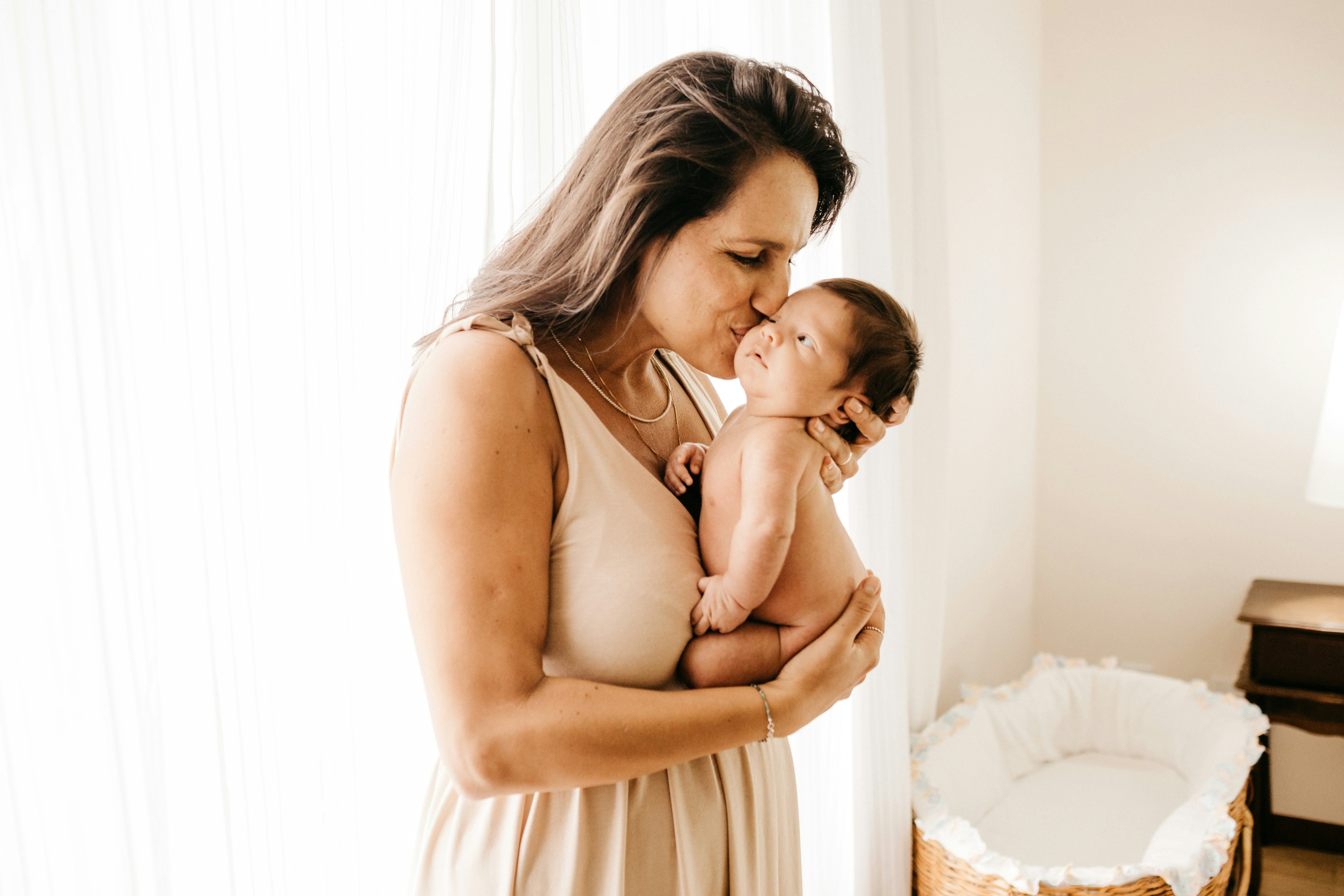 Mom loving new baby