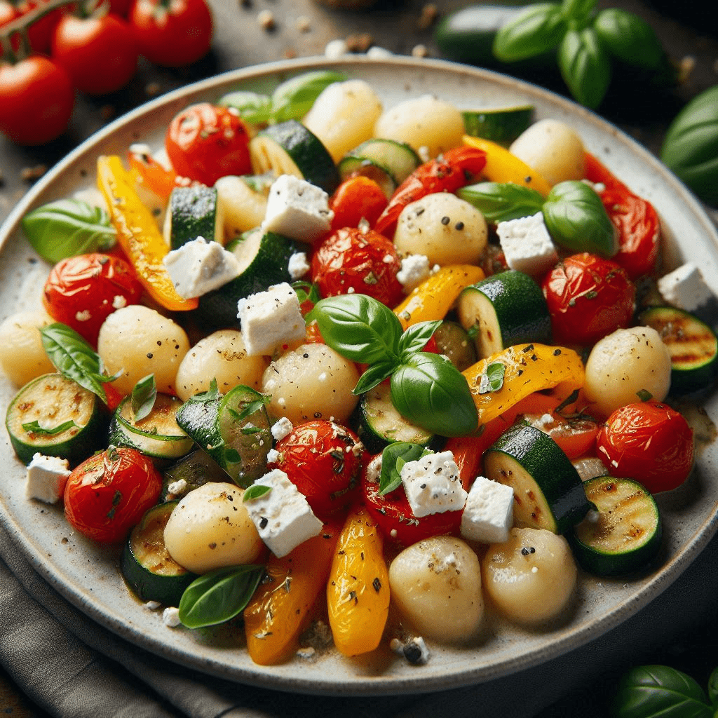 Gnocci with vegetables and feta